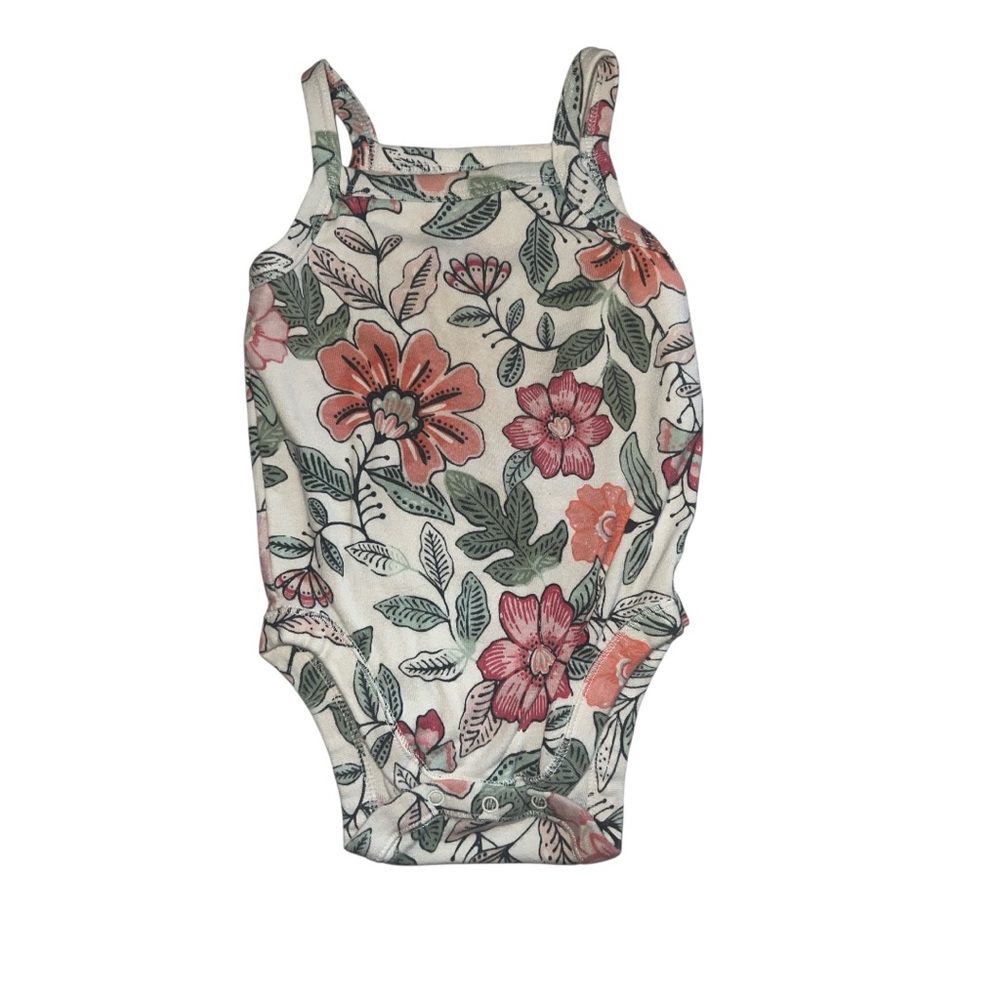Old Navy Floral Baby Onesie in Cream and Green